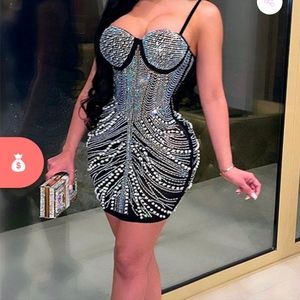 Rhinestone & pearl bodycon dress